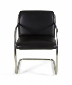  Brueton Pair Of Brueton Contemporary Black Leather And Steel Tube Frame Armchairs - 3171039