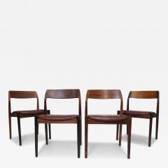  Bruno Hansen Four Danish Solid Brazilian Rosewood Dining Chairs - 3440598