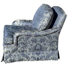  Brunschwig Fils Brunchwig Fils Blue Damask Fully Upholstered Club Chair - 4416204