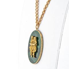  Buccellati BUCCELLATI 18K YELLOW GOLD GEMINI MALACHITE MEDALLION NECKLACE - 2554031