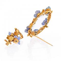  Buccellati BUCCELLATI 18K YELLOW GOLD ROUND WREATH BROOCH AND FLOWER EARRINGS SET - 2292073