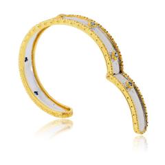  Buccellati Buccellati 18K Two Tone Capri Macri 7 Sapphire Bangle Bracelet - 4698537