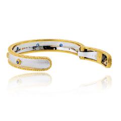  Buccellati Buccellati 18K Two Tone Capri Macri 7 Sapphire Bangle Bracelet - 4698538
