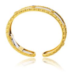  Buccellati Buccellati 18K Two Tone Capri Macri 7 Sapphire Bangle Bracelet - 4698541
