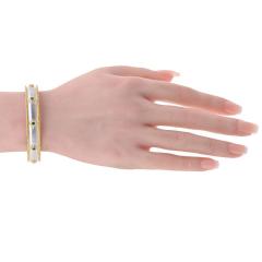  Buccellati Buccellati 18K Two Tone Macri Capri 7 Round Green Emerald Bangle Bracelet - 4698529