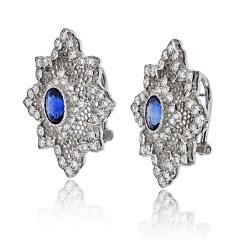  Buccellati Buccellati 18K White Gold Sapphire And Diamond Earrings - 4359097
