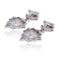  Buccellati Buccellati Chandelier 18K WG Diamond Drop Round Cut And Trilliant Cut Earrings - 4511153