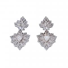  Buccellati Buccellati Chandelier 18K WG Diamond Drop Round Cut And Trilliant Cut Earrings - 4512259