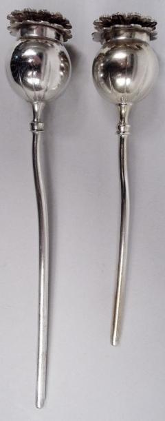  Buccellati Stylish Buccellati Sterling Silver Stem Flower Salt Pepper Shakers - 3983878