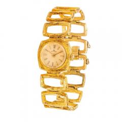  Bucherer Vintage Bucherer 18K Gold Ladies Textured Square Link Bracelet Watch - 3919080