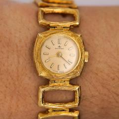  Bucherer Vintage Bucherer 18K Gold Ladies Textured Square Link Bracelet Watch - 3919087