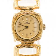  Bucherer Vintage Bucherer 18K Gold Ladies Textured Square Link Bracelet Watch - 3919153