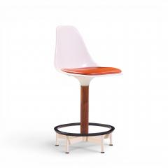  Burke Eero Saarinen Style Burke Mid Century Walnut and Fiberglass Barstools Set of 4 - 4567697