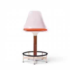  Burke Eero Saarinen Style Burke Mid Century Walnut and Fiberglass Barstools Set of 4 - 4567698