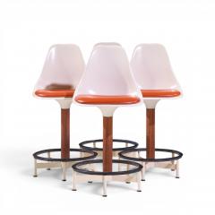  Burke Eero Saarinen Style Burke Mid Century Walnut and Fiberglass Barstools Set of 4 - 4567699