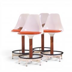  Burke Eero Saarinen Style Burke Mid Century Walnut and Fiberglass Barstools Set of 4 - 4567700