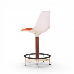  Burke Eero Saarinen Style Burke Mid Century Walnut and Fiberglass Barstools Set of 4 - 4567704