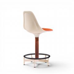  Burke Eero Saarinen Style Burke Mid Century Walnut and Fiberglass Barstools Set of 4 - 4567706