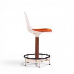  Burke Eero Saarinen Style Burke Mid Century Walnut and Fiberglass Barstools Set of 4 - 4567707