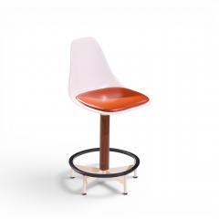  Burke Eero Saarinen Style Burke Mid Century Walnut and Fiberglass Barstools Set of 4 - 4567708