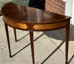  Burton Ching Ltd 18th C Style George III Mahogany Inlaid Demilune Table by Burton Ching - 3856567