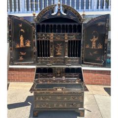  Burton Ching Ltd George II Style Burton Ching Black Gold Chinoiserie Secretary Desk Bookcase - 4277452
