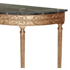  Burton Ching Ltd George III Style Giltwood Green Italian Marble Demilune Console Table - 3843590