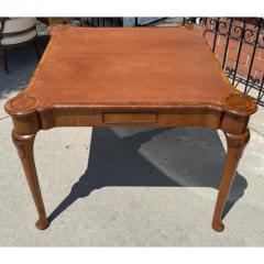  Burton Ching Ltd Queen Anne Style Burton Ching Burl Wood Game Table W Shagreen Leather Top - 4232218