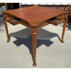  Burton Ching Ltd Queen Anne Style Burton Ching Burl Wood Game Table W Shagreen Leather Top - 4232219
