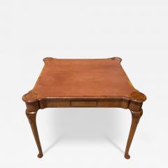  Burton Ching Ltd Queen Anne Style Burton Ching Burl Wood Game Table W Shagreen Leather Top - 4237457