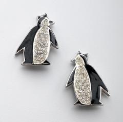  Butler Wilson Butler Wilson Rhinestone Penguin with Hair Bow Earrings - 4364030