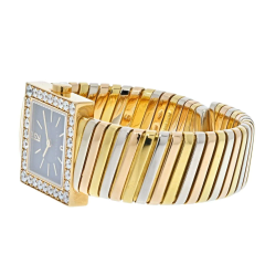  Bvlgari Bulgari BVLGARI 18K TRI COLOR QUADRATO SQUARE DIAMOND BEZEL TUBOGAS SQ 222 T WATCH - 2713357