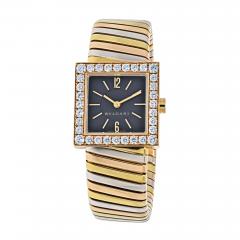  Bvlgari Bulgari BVLGARI 18K TRI COLOR QUADRATO SQUARE DIAMOND BEZEL TUBOGAS SQ 222 T WATCH - 2720126