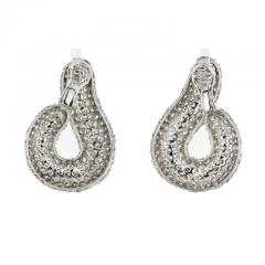  Bvlgari Bulgari BVLGARI 18K WHITE GOLD 45 CARAT PAVE ROUND CUT DIAMOND TWIST EARRINGS - 3486911