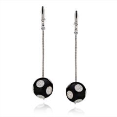  Bvlgari Bulgari BVLGARI 18K WHITE GOLD GIANNI ENIGMA POLKA DOT JET DANGLING EARRINGS - 1786088