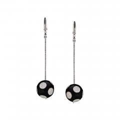  Bvlgari Bulgari BVLGARI 18K WHITE GOLD GIANNI ENIGMA POLKA DOT JET DANGLING EARRINGS - 1788233