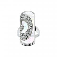  Bvlgari Bulgari BVLGARI 18K WHITE GOLD MOTHER OF PEARL ILLUSION DIAMOND COCKTAIL RING - 2495352