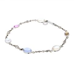  Bvlgari Bulgari BVLGARI 18K WHITE GOLD PARENTESI GEMSTONE AND DIAMOND CHAIN BRACELET - 2494414