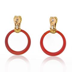  Bvlgari Bulgari BVLGARI 18K YELLOW GOLD CARNELIAN DOOR KNOCKERS 1970S EARRINGS - 2569892