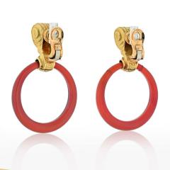  Bvlgari Bulgari BVLGARI 18K YELLOW GOLD CARNELIAN DOOR KNOCKERS 1970S EARRINGS - 2569893