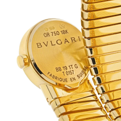  Bvlgari Bulgari BVLGARI 18K YELLOW GOLD TUBOGAS SERPENTI BLACK DIAMOND DIAL VINTAGE WRAP WATCH - 2707891