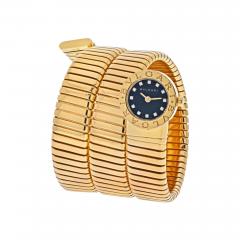  Bvlgari Bulgari BVLGARI 18K YELLOW GOLD TUBOGAS SERPENTI BLACK DIAMOND DIAL VINTAGE WRAP WATCH - 2709276