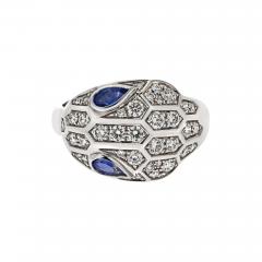  Bvlgari Bulgari BVLGARI SERPENTI 18K WHITE GOLD VIPOR SNAKE SAPPHIRE EYES RING - 3223486