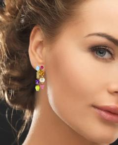  Bvlgari Bulgari Bulgari Allegra Multi color Gemstone Double Row Drop Earrings - 4211588
