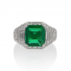  Bvlgari Bulgari Bulgari Emerald and Diamond Trombino Ring - 2623994