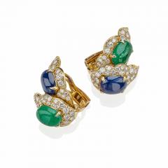  Bvlgari Bulgari Bulgari Emerald and Sapphire Clip Earrings - 3133153