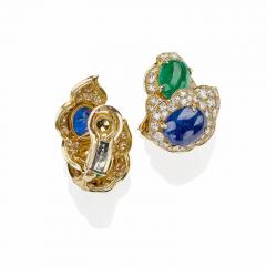  Bvlgari Bulgari Bulgari Emerald and Sapphire Clip Earrings - 3133155