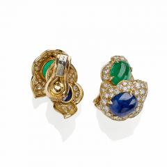  Bvlgari Bulgari Bulgari Emerald and Sapphire Clip Earrings - 3133157