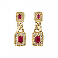  Bvlgari Bulgari Bulgari Ruby and Diamond Chain Link Pendant Earrings - 4262856