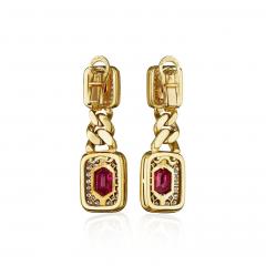  Bvlgari Bulgari Bulgari Ruby and Diamond Chain Link Pendant Earrings - 4711780